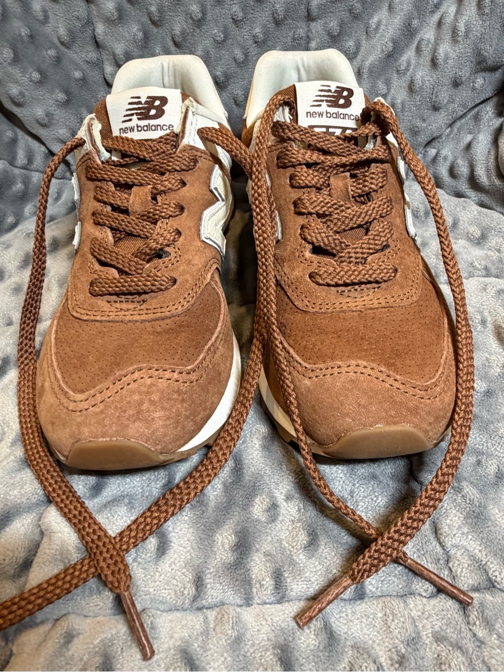 New Balance Brown Suede Women's 574 Sneakers with White leather Accents